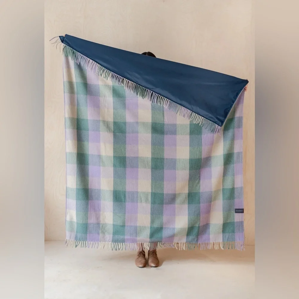 New🌟Recycled Wool Picnic Blanket in Thistle Meadow Check